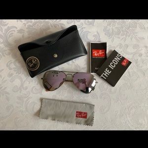 RAY-BAN Lilac Aviator Flash Lens Sunglasses